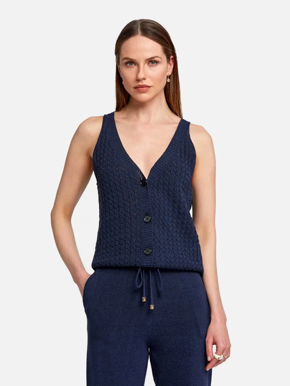Braid Detailed Sleeveless Flow Top